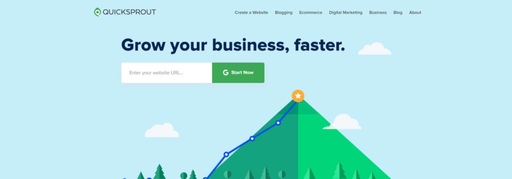 Example of Quicksprout's landing page copy for ctas