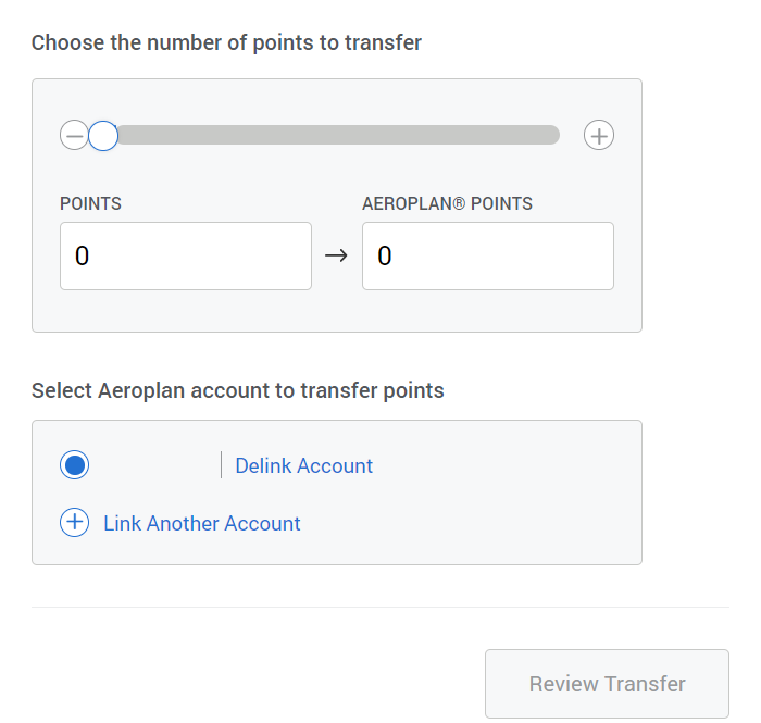 Aeroplan transfer points