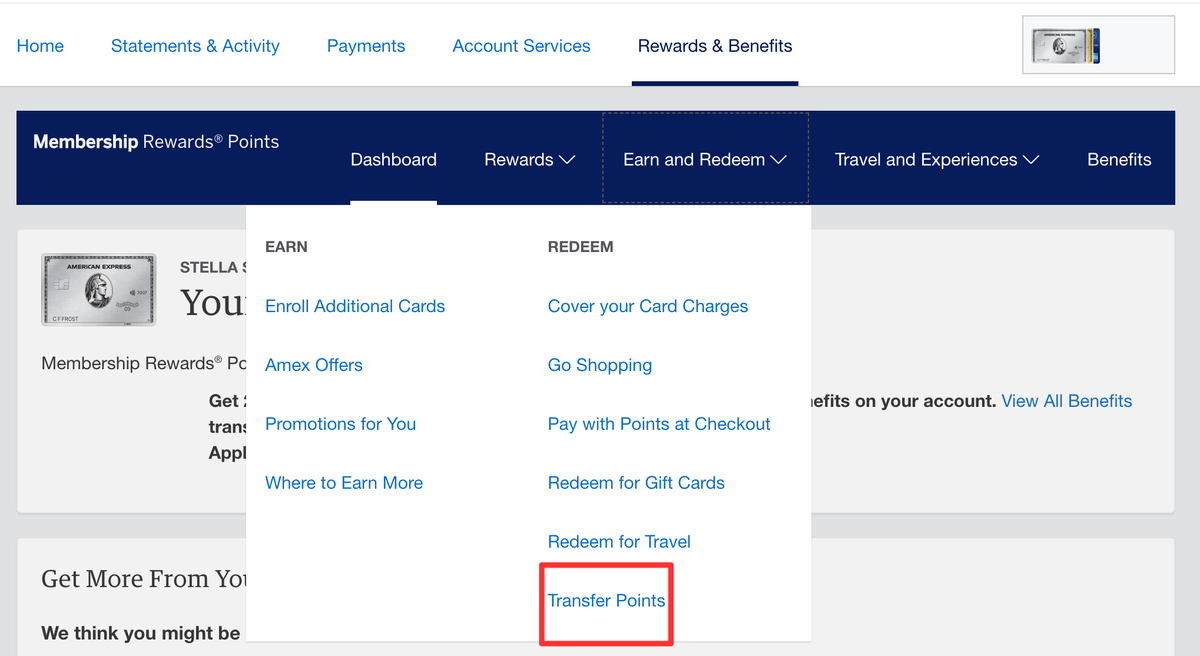 Amex Transfer Points